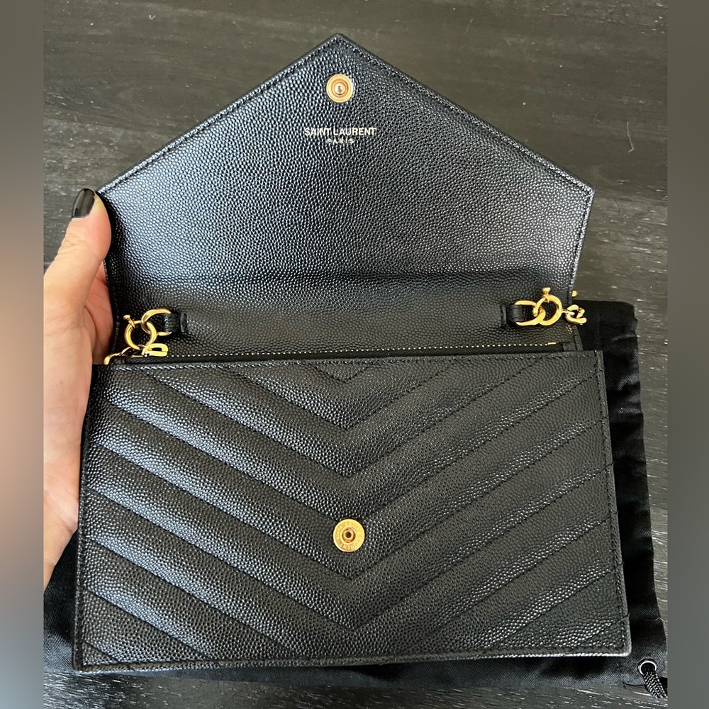 Authentic Ysl Small Wallet On Chain In Black And … - image 5